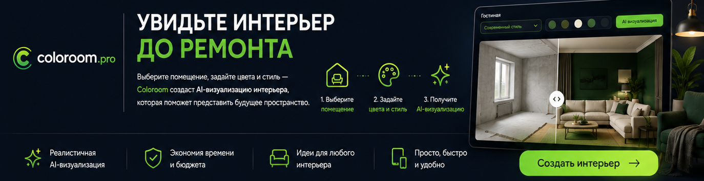 Создайте AI-визуализацию будущего интерьера с Coloroom